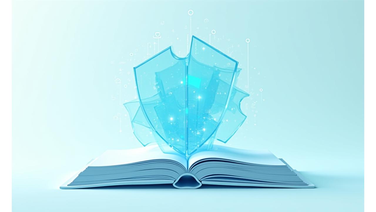 Stikla Zīme juridisko dokumentu caurspīdīgums, vīzija ar stikla tekstūru un digitālām ikonām, kas simbolizē tiešsaistes tirdzniecības noteikumus un likumus, gaišā un modernā kompozīcijā